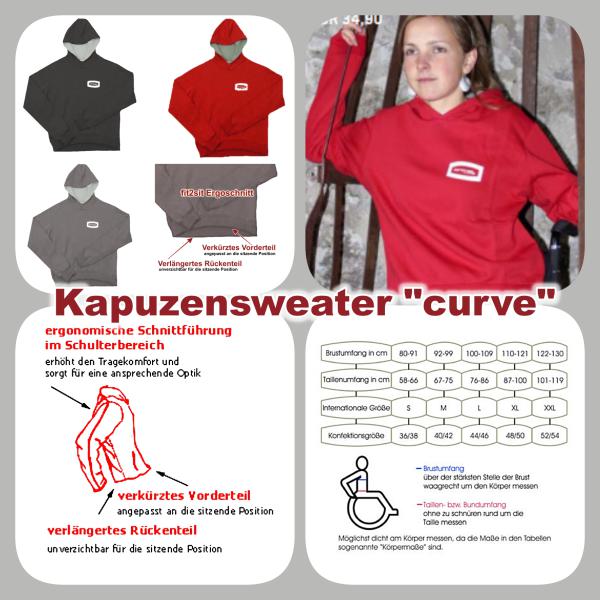 Kapuzensweater "Curve" mit Ergoschnitt fit2sit, rot, L